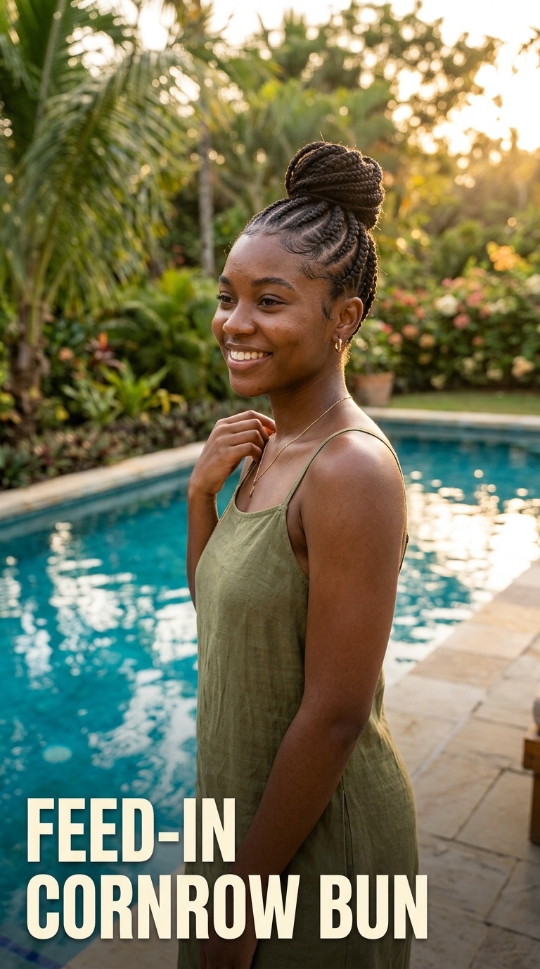 Feed-In Cornrow Bun