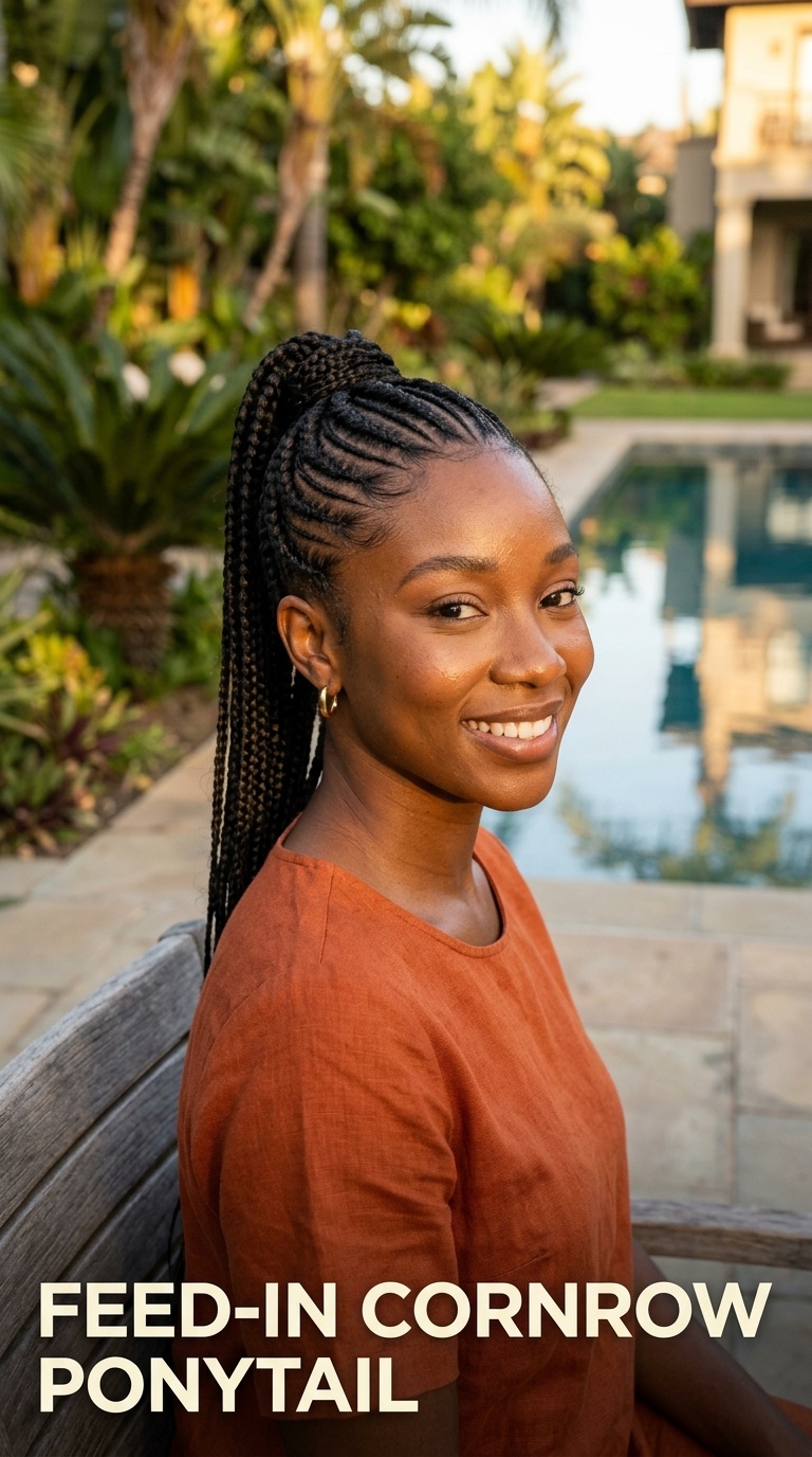 Feed-in Cornrow Ponytail