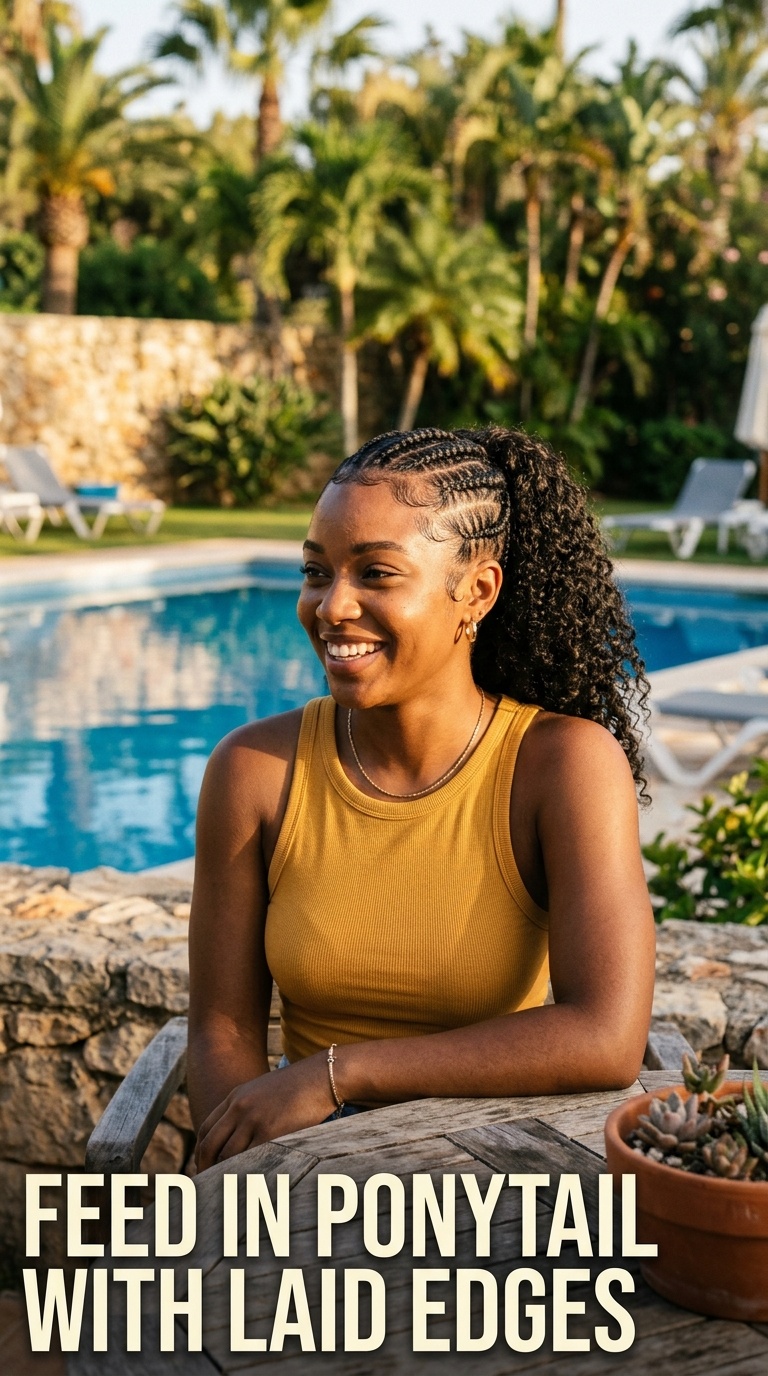 Feed In Ponytail with Laid Edges