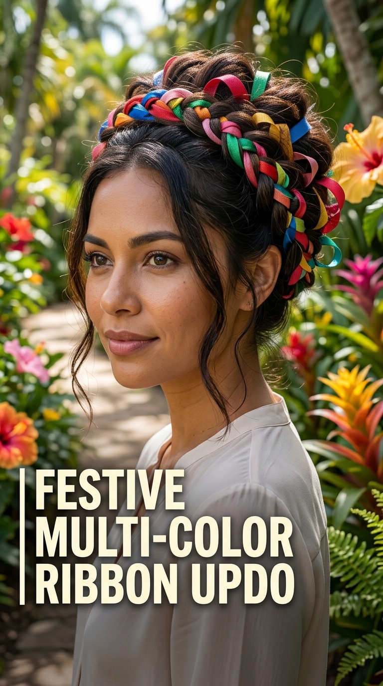 Festive Multi-Color Ribbon Updo