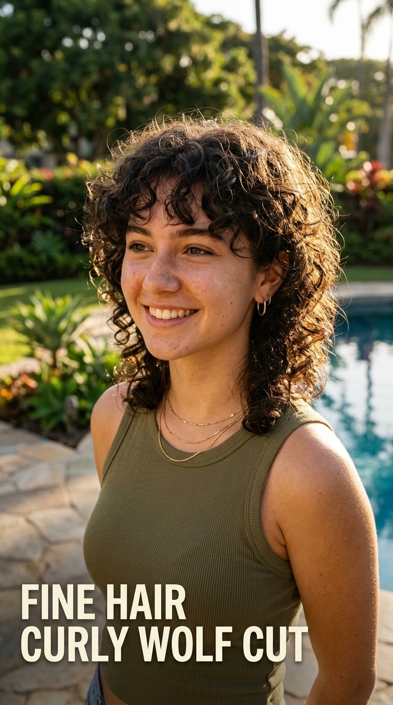 Fine Hair Curly Wolf Cut