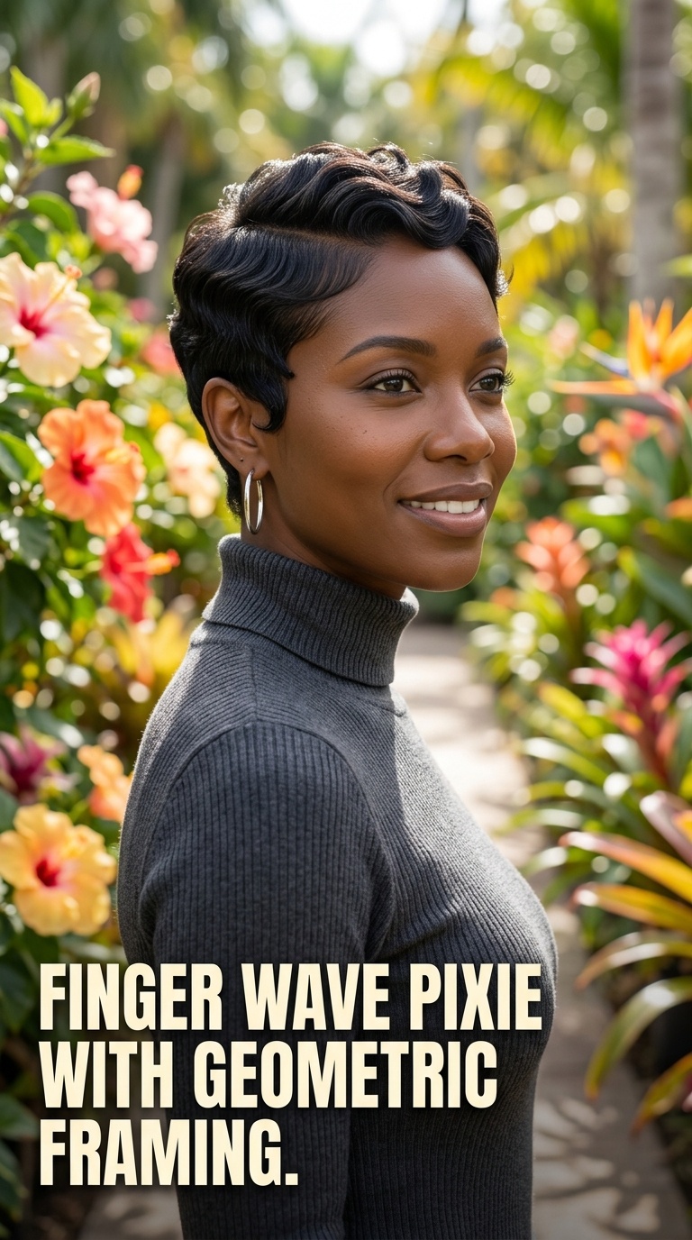 Finger Wave Pixie with Geometric Framing