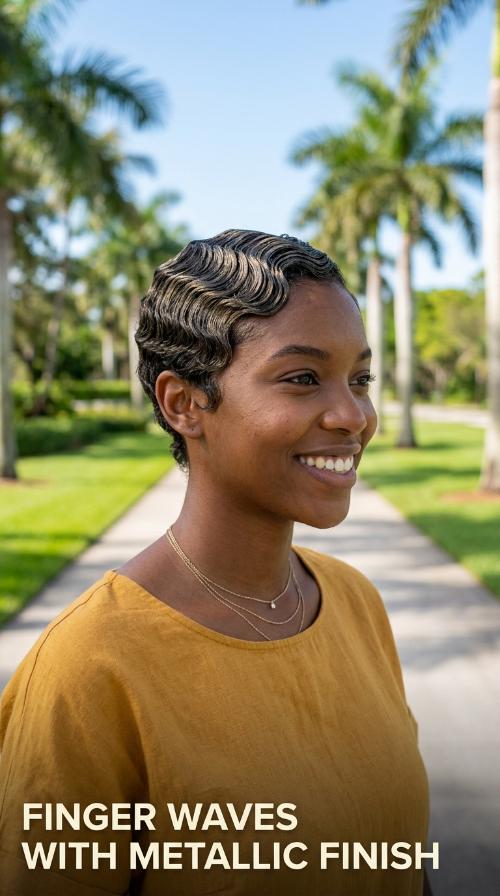 Finger Waves with Metallic Finish