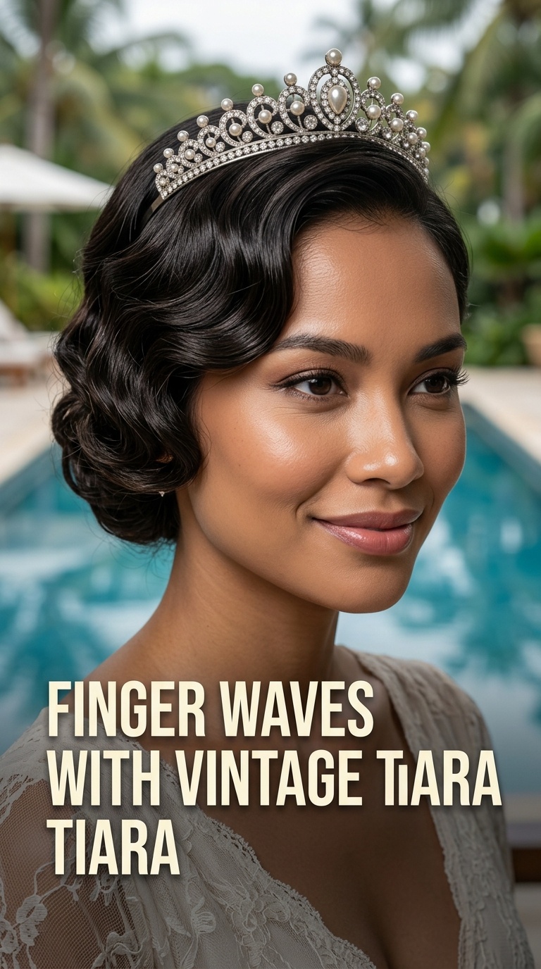 Finger Waves with Vintage Tiara