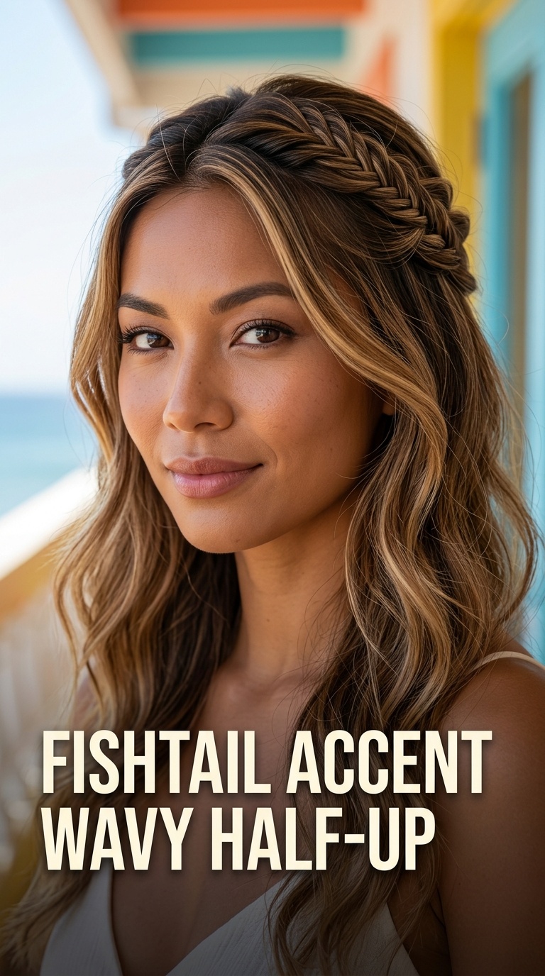 Fishtail Accent Wavy Half-Up