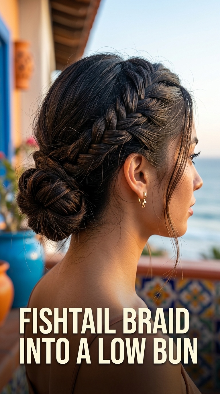 Fishtail Braid into a Low Bun