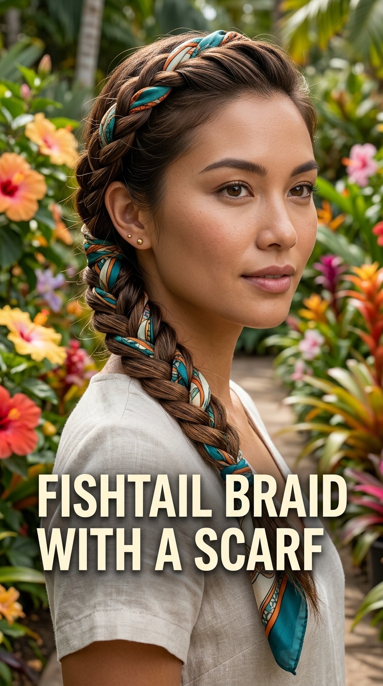 Fishtail Braid with a Scarf
