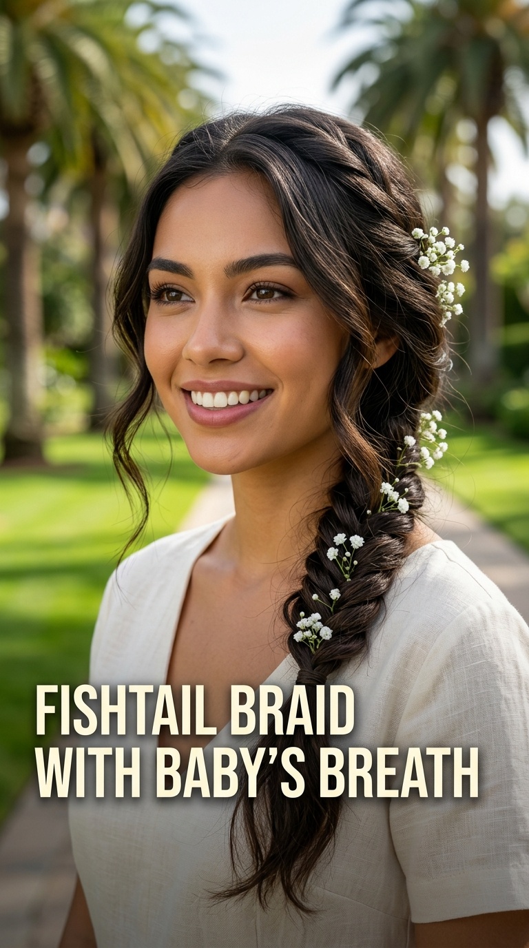 Fishtail Braid with Baby’s Breath