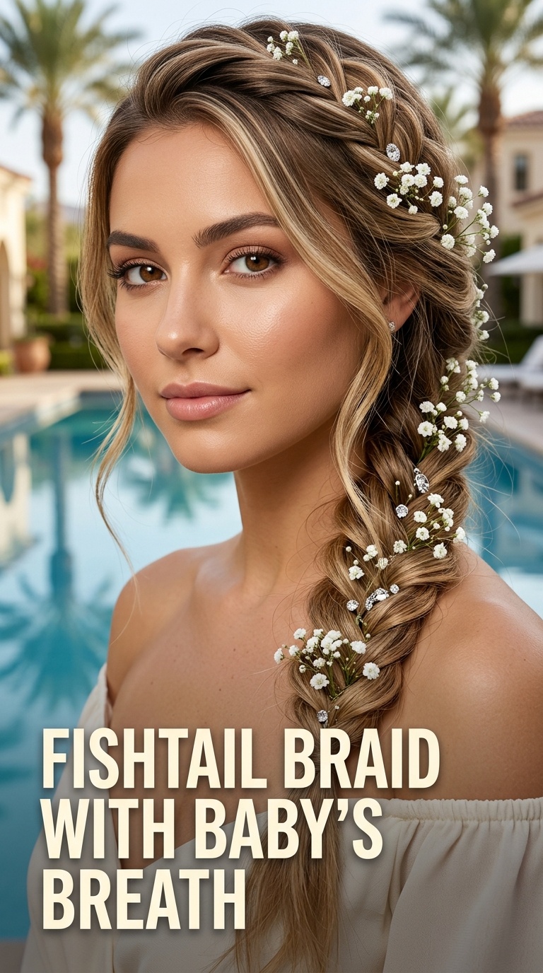 Fishtail Braid with Baby’s Breath