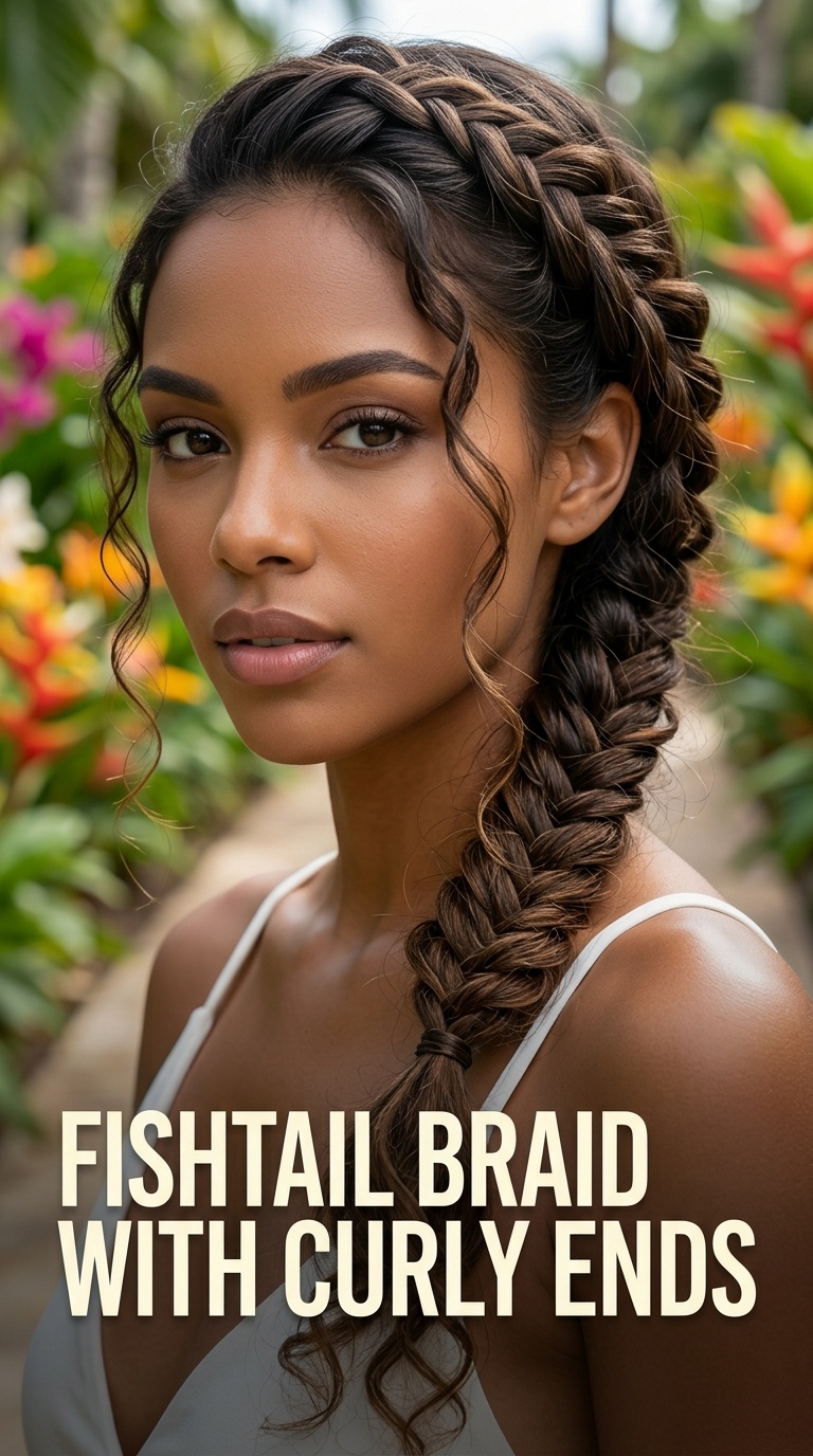 Fishtail Braid with Curly Ends