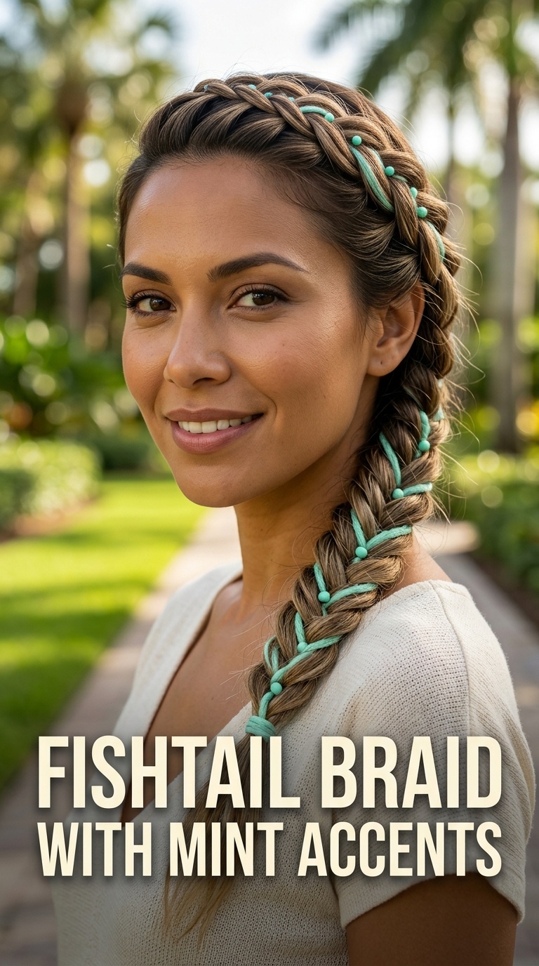 Fishtail Braid with Mint Accents