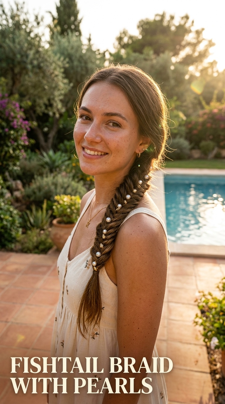 Fishtail Braid with Pearls