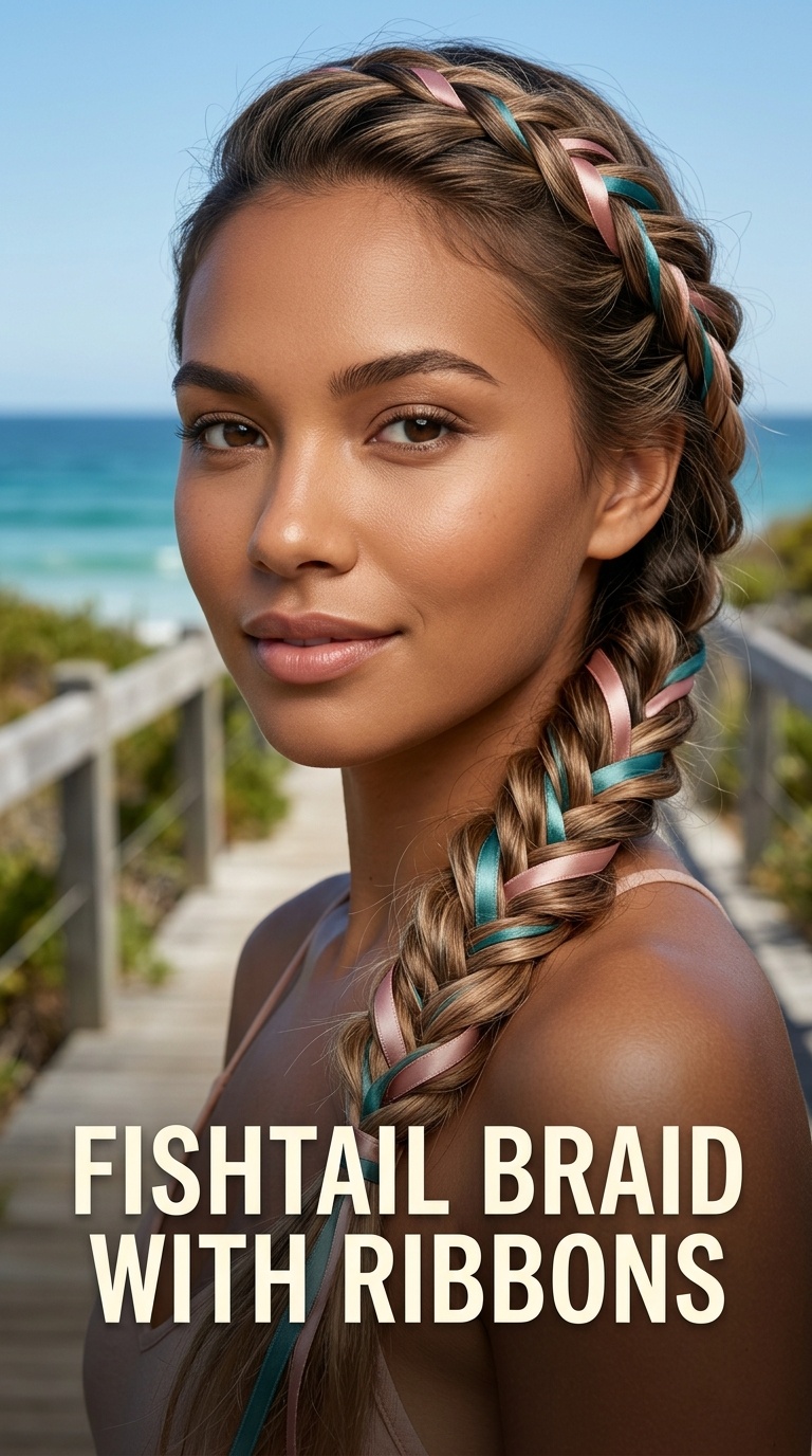 Fishtail Braid with Ribbons