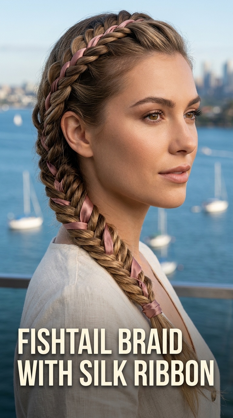 Fishtail Braid with Silk Ribbon