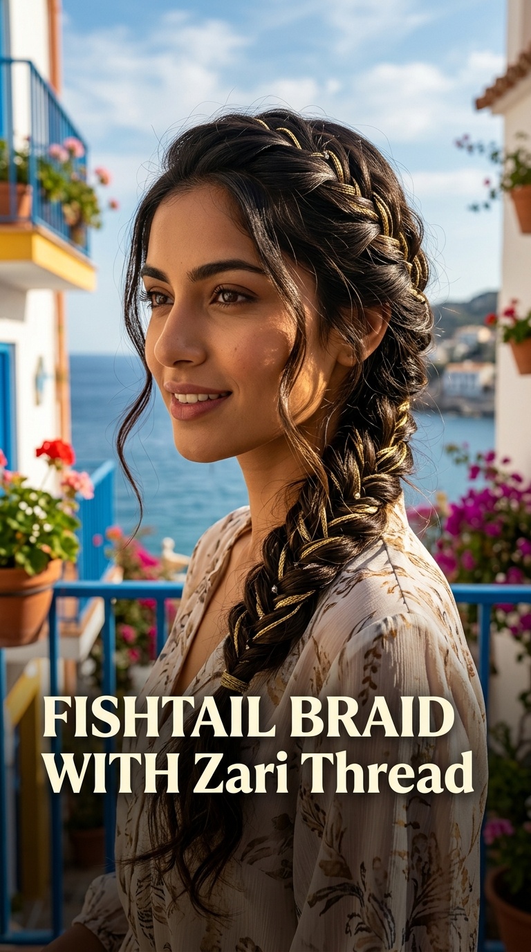 Fishtail Braid with Zari Thread