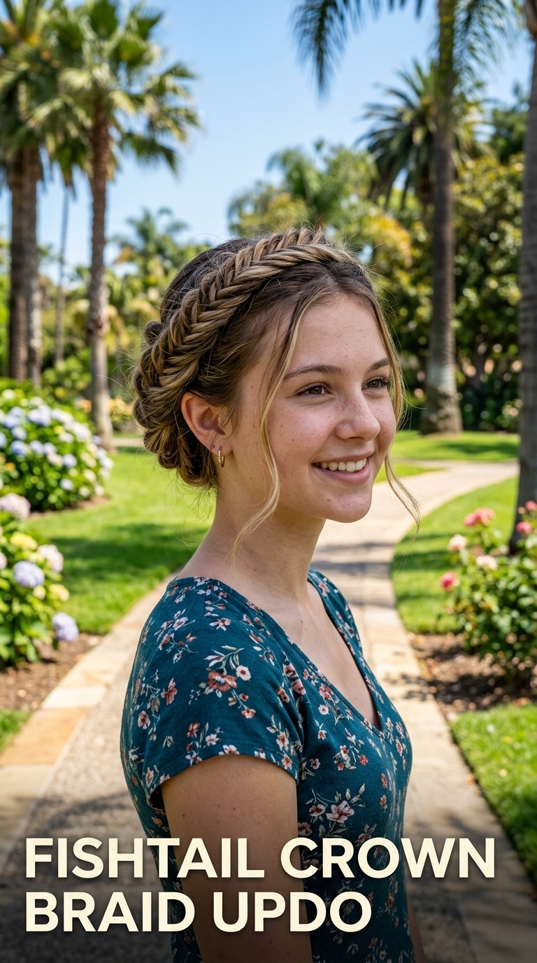 Fishtail Crown Braid Updo