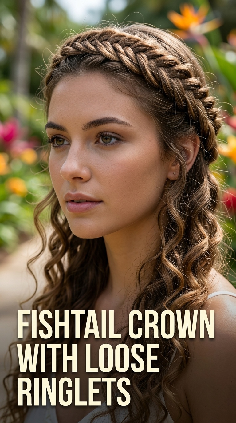Fishtail Crown with Loose Ringlets