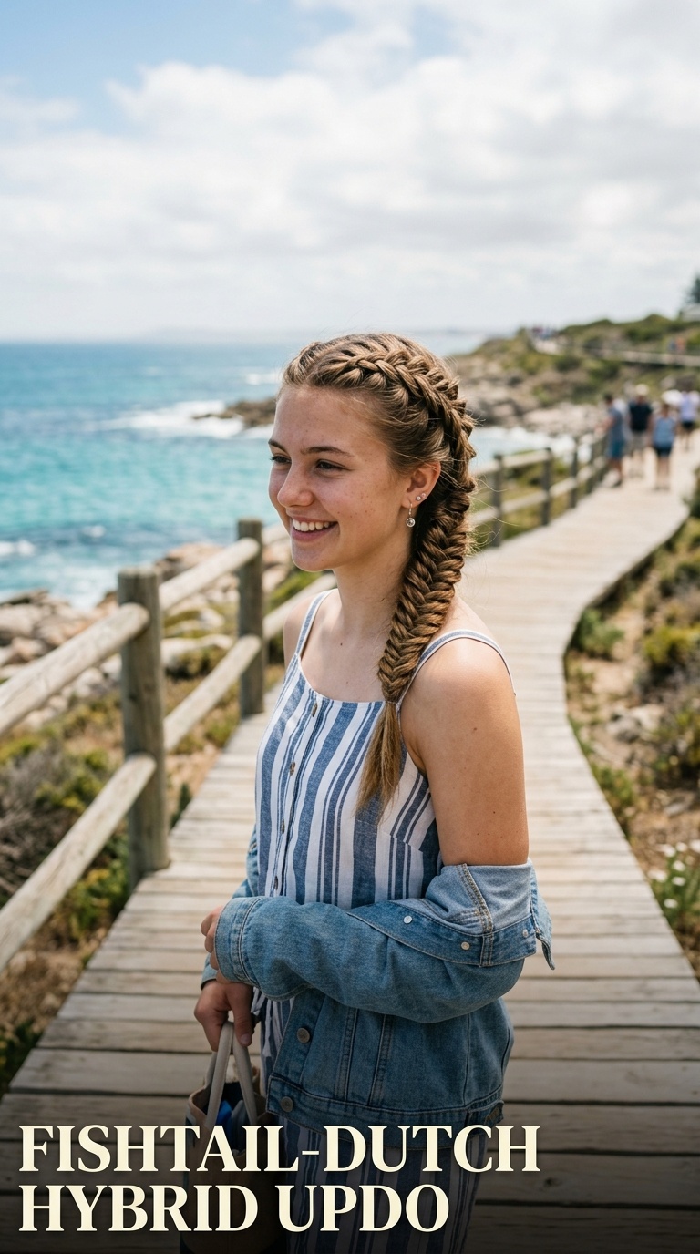 Fishtail-Dutch Hybrid Updo