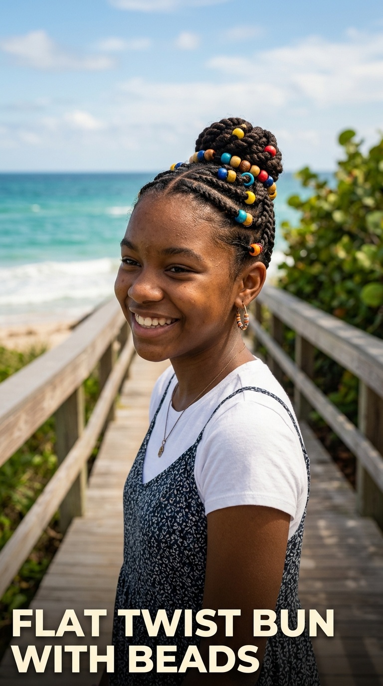 Flat Twist Bun with Beads