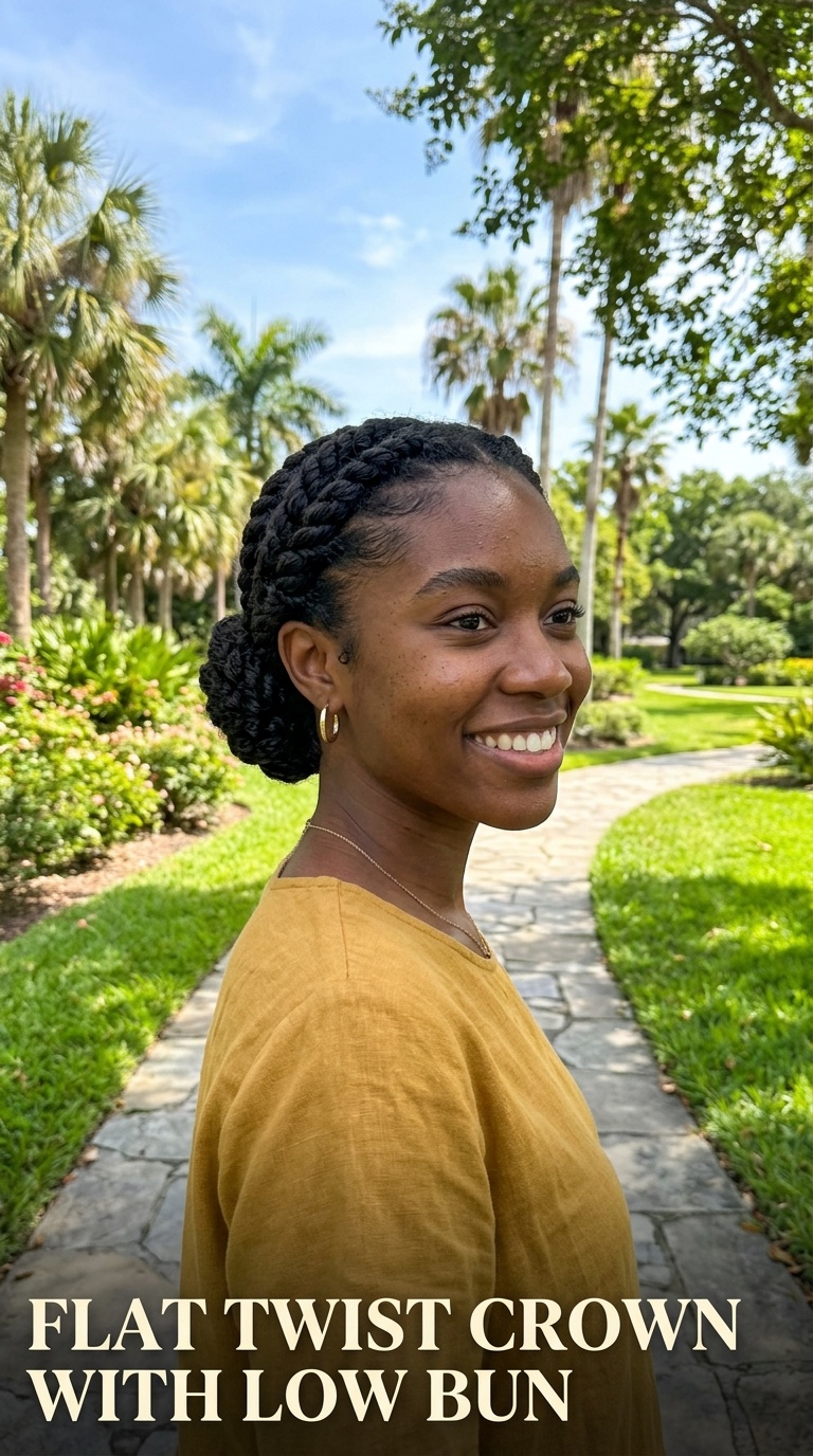 Flat Twist Crown with Low Bun