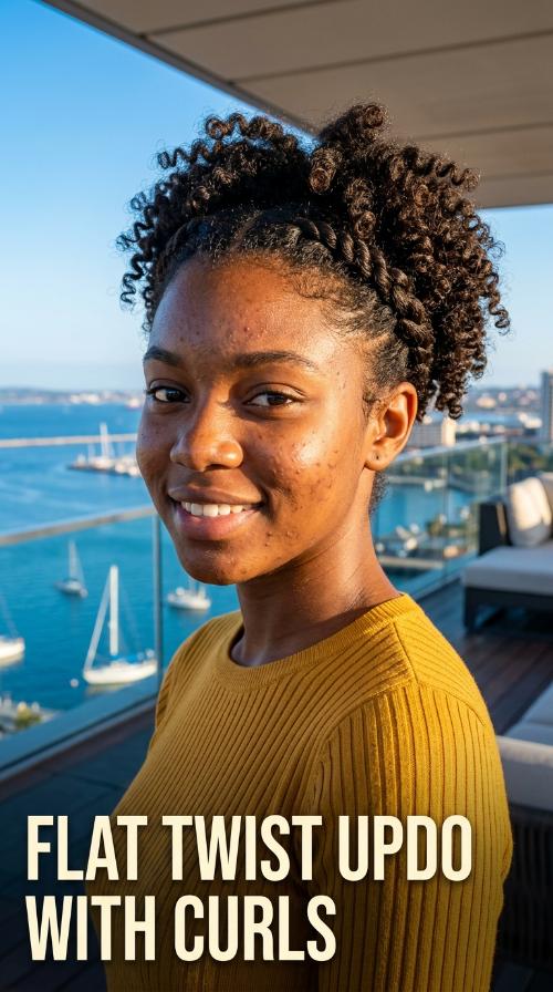 Flat Twist Updo with Curls