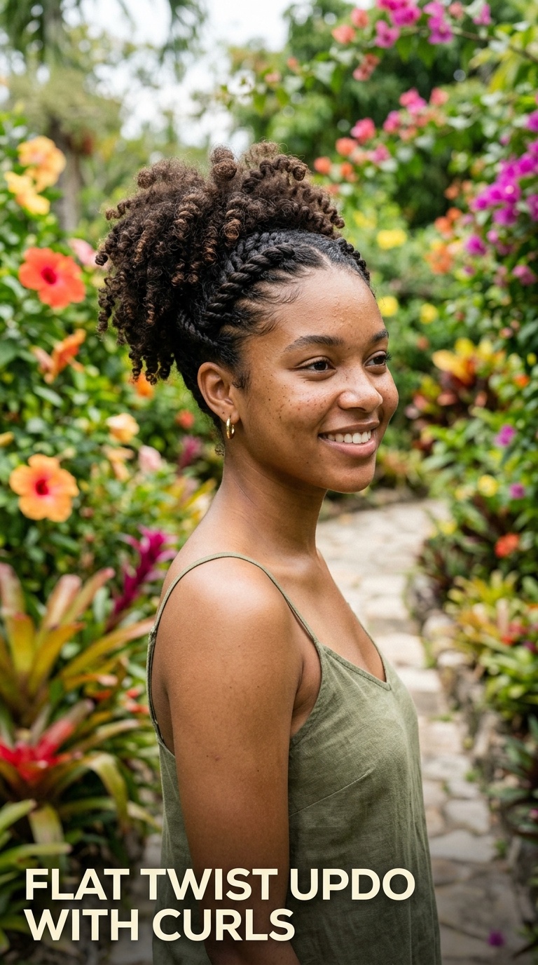 Flat Twist Updo with Curls