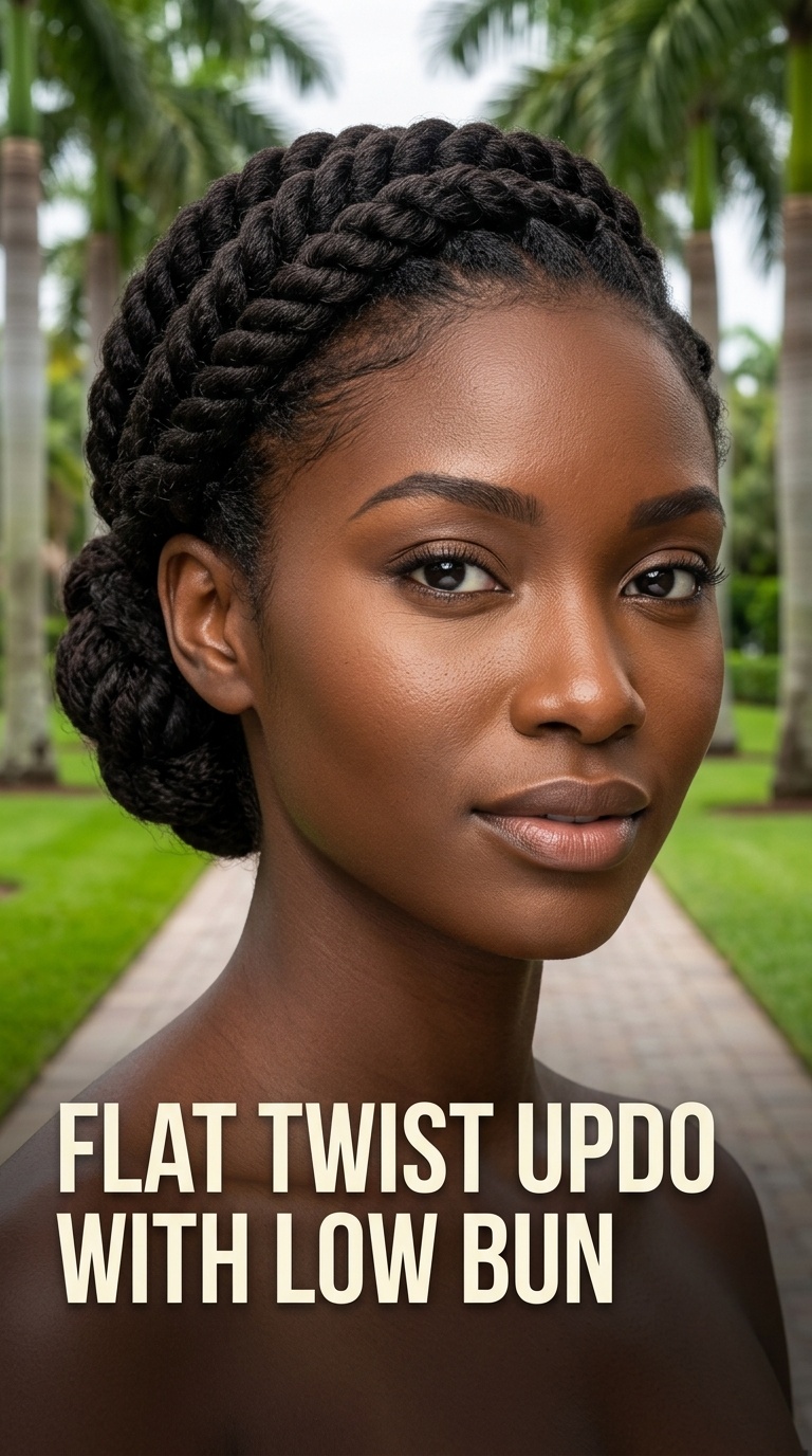 Flat Twist Updo with Low Bun