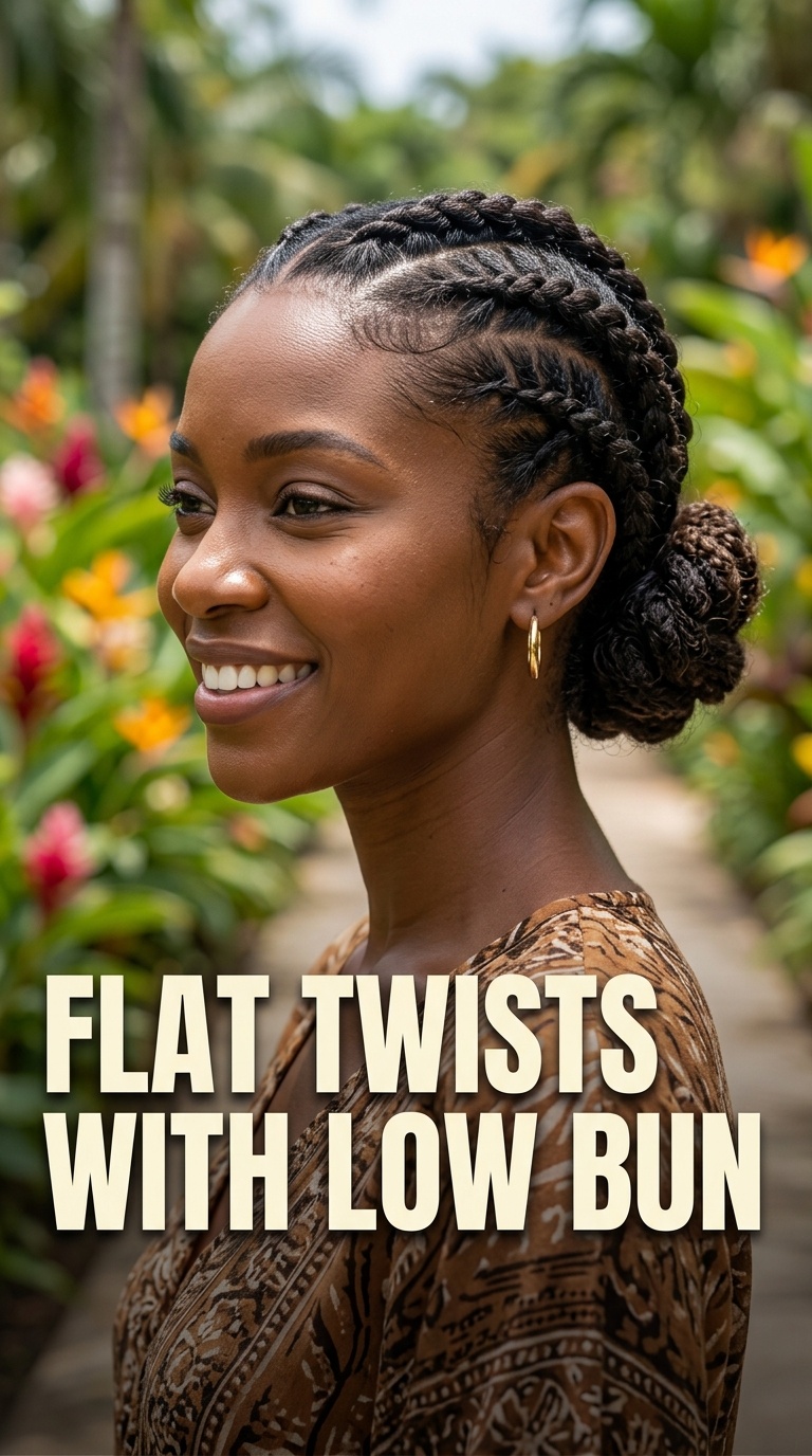 Flat Twists with Low Bun
