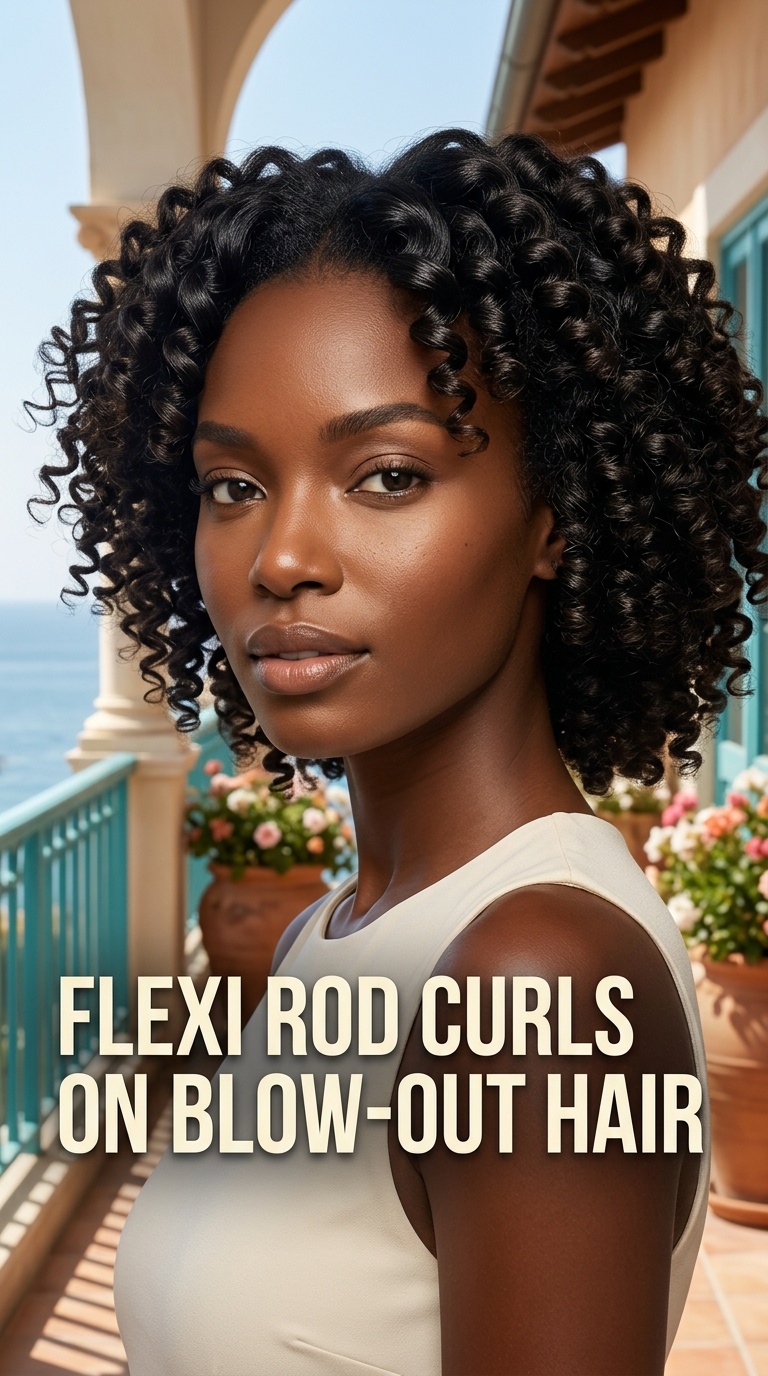 Flexi Rod Curls on Blow-Out Hair