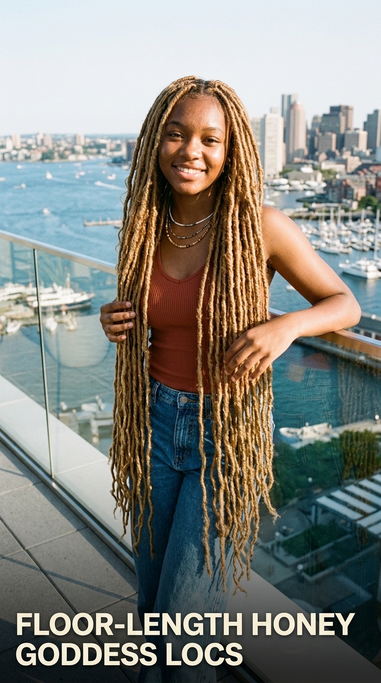 Floor-Length Honey Goddess Locs