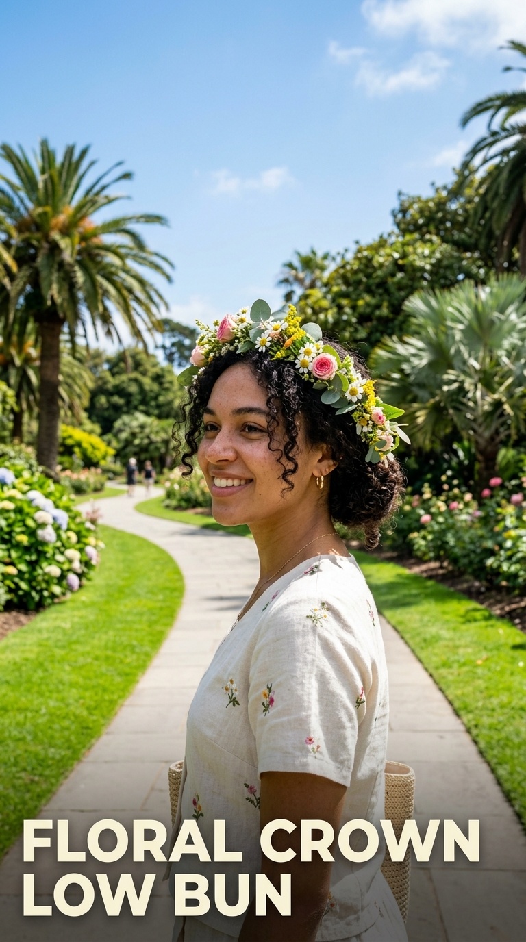 Floral Crown Low Bun