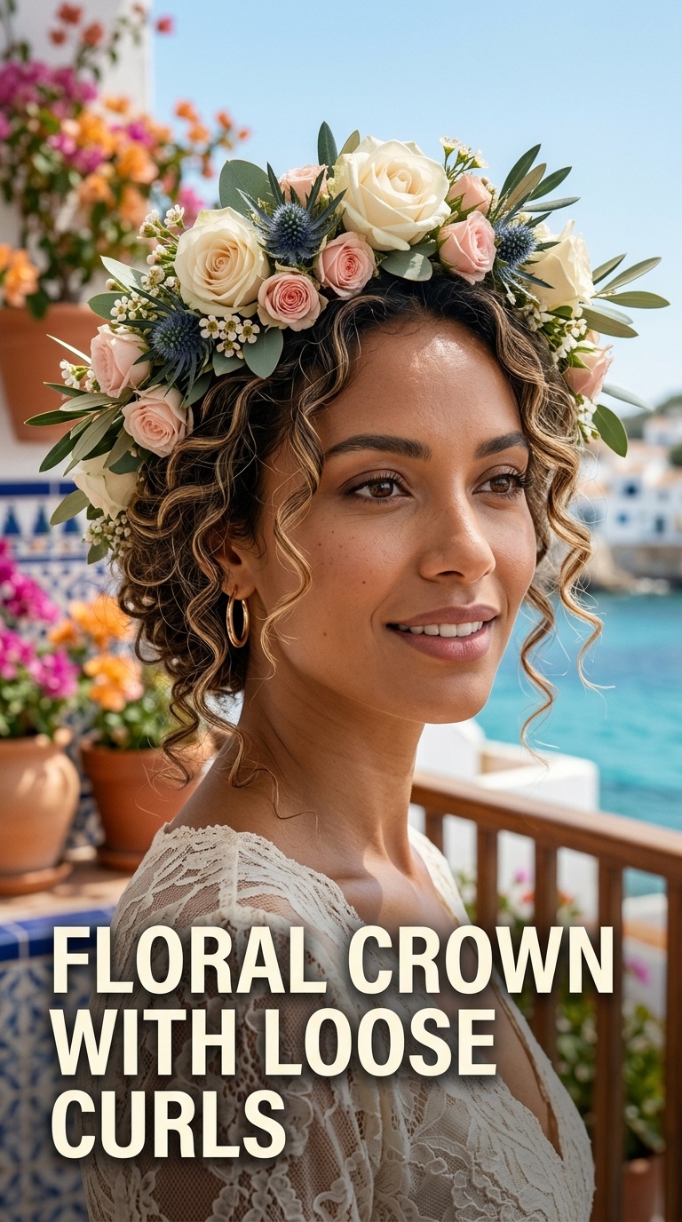 Floral Crown with Loose Curls