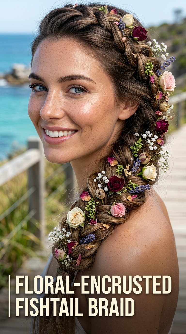 Floral-Encrusted Fishtail Braid