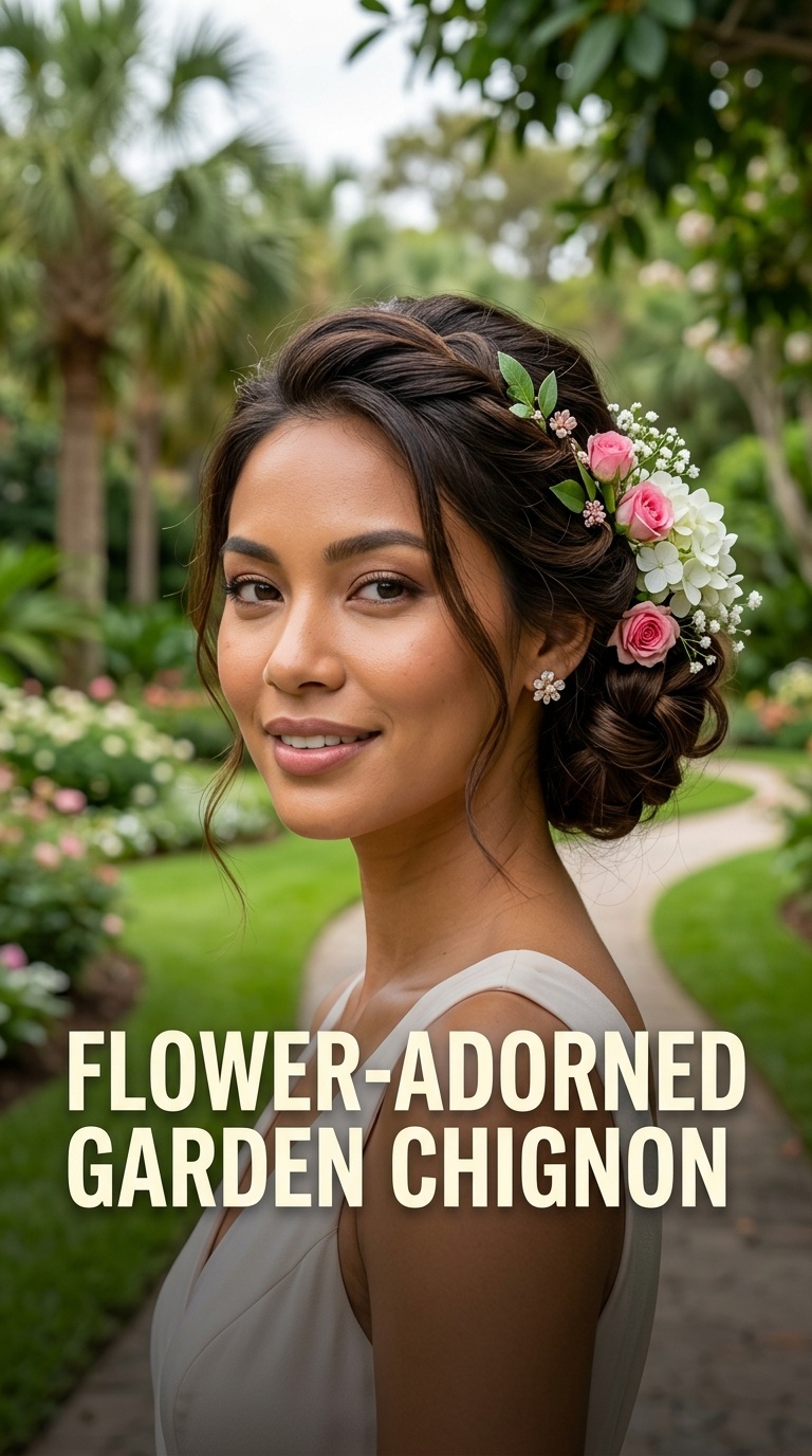 Flower-Adorned Garden Chignon