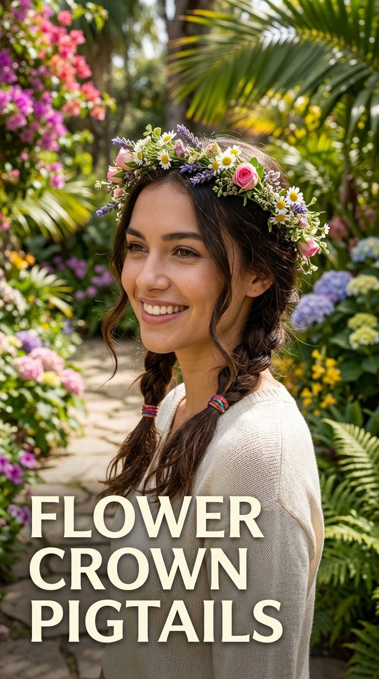 Flower Crown Pigtails
