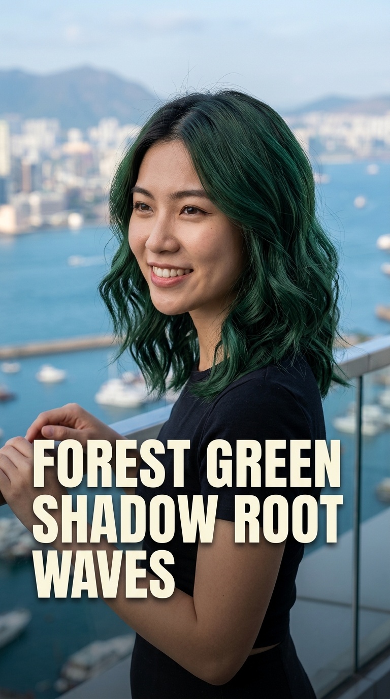 Forest Green Shadow Root Waves