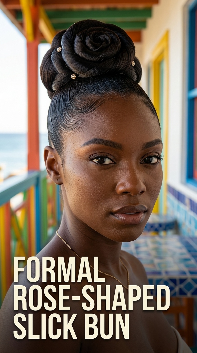 Formal Rose-Shaped Slick Bun