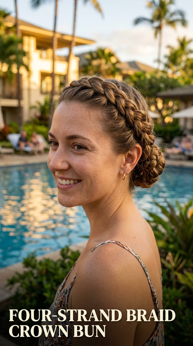 Four-Strand Braid Crown Bun