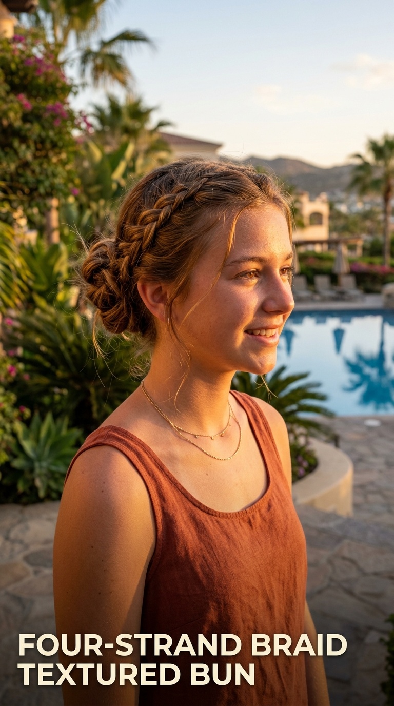 Four-Strand Braid Textured Bun