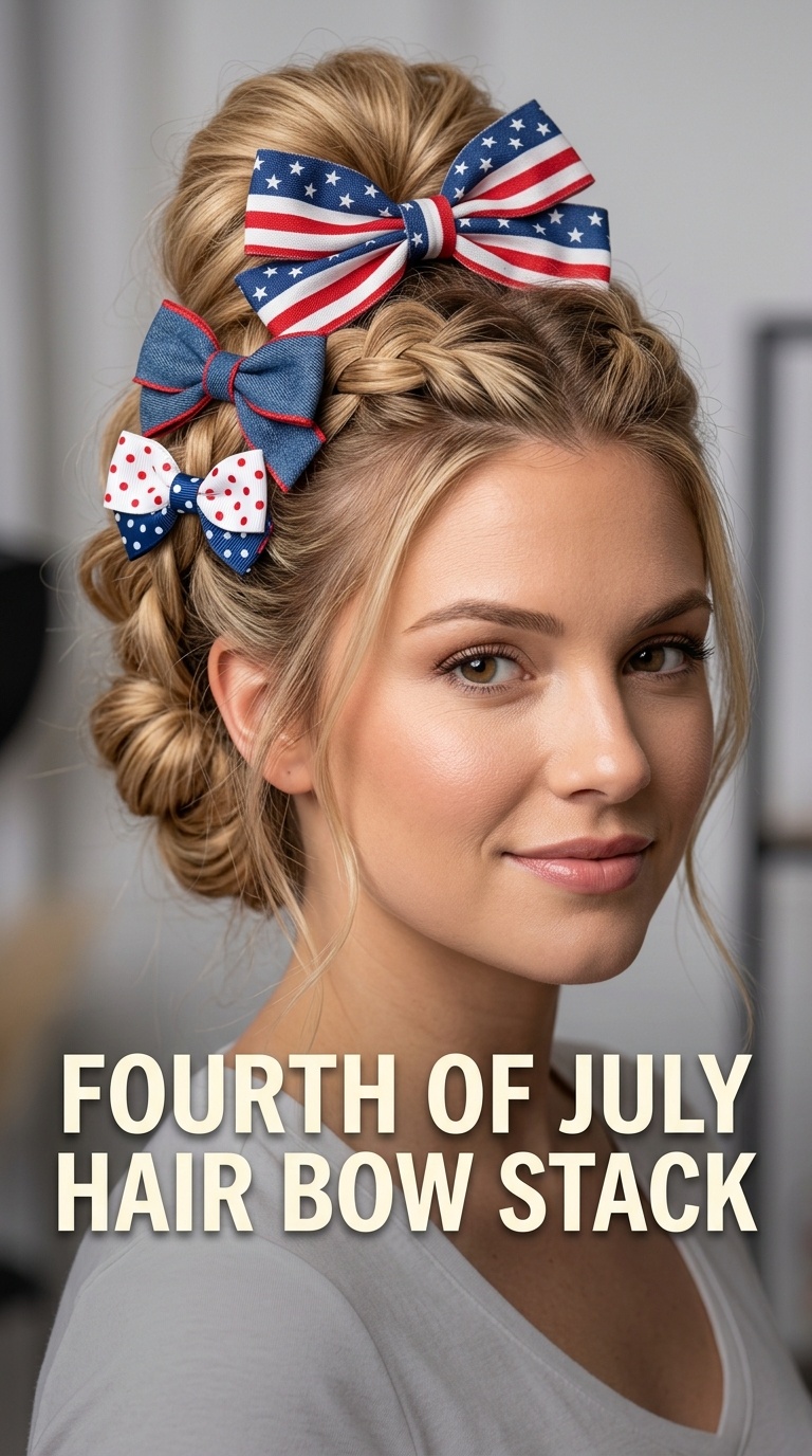 Fourth of July Hair Bow Stack