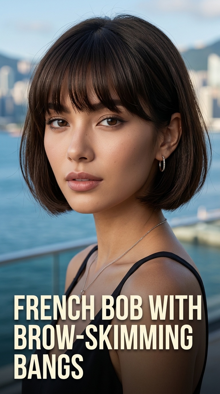 French Bob with Brow-Skimming Bangs