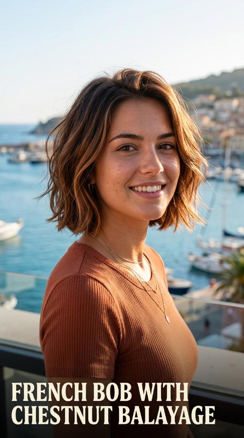 French Bob with Chestnut Balayage