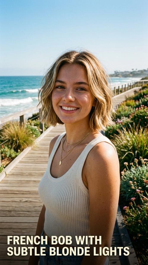 French Bob with Subtle Blonde Lights