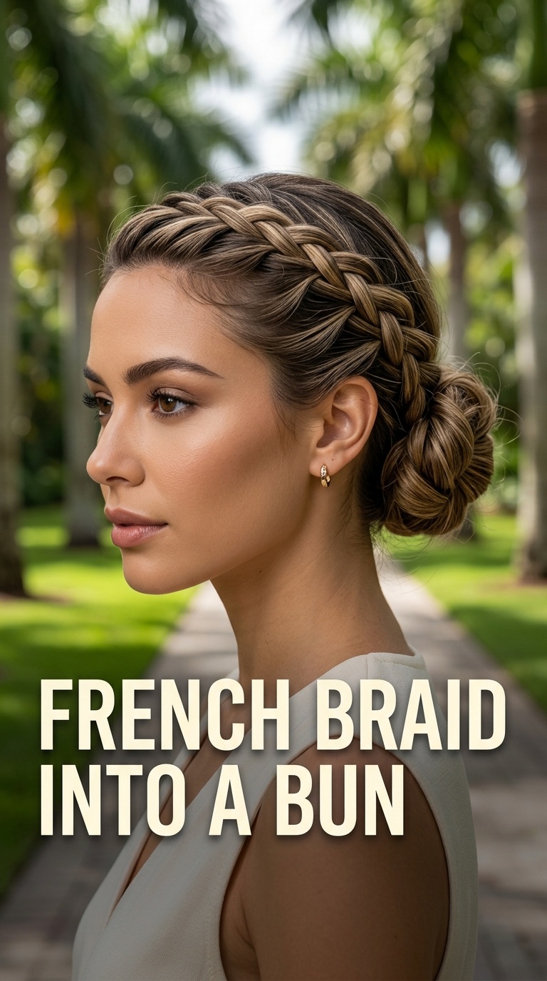 French Braid into a Bun