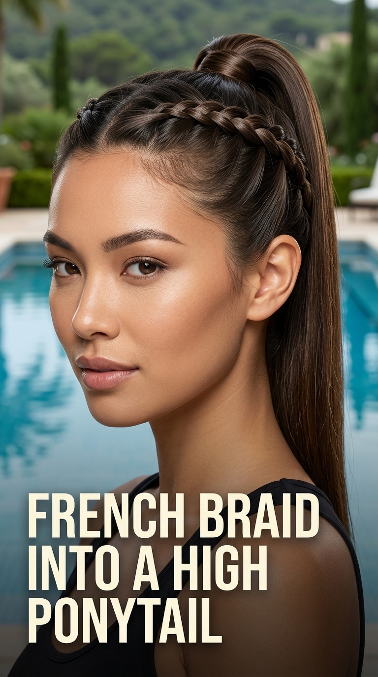 French Braid into a High Ponytail