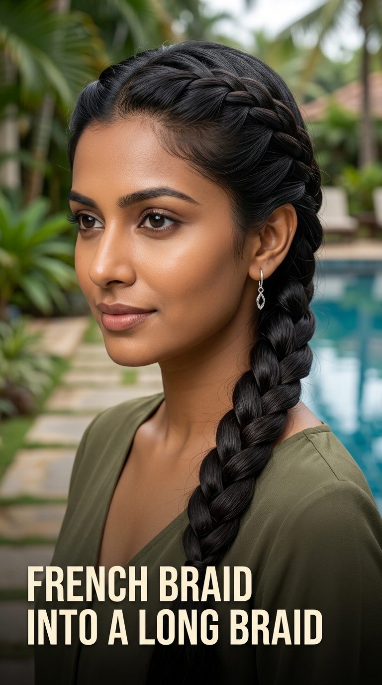 French Braid into a Long Braid