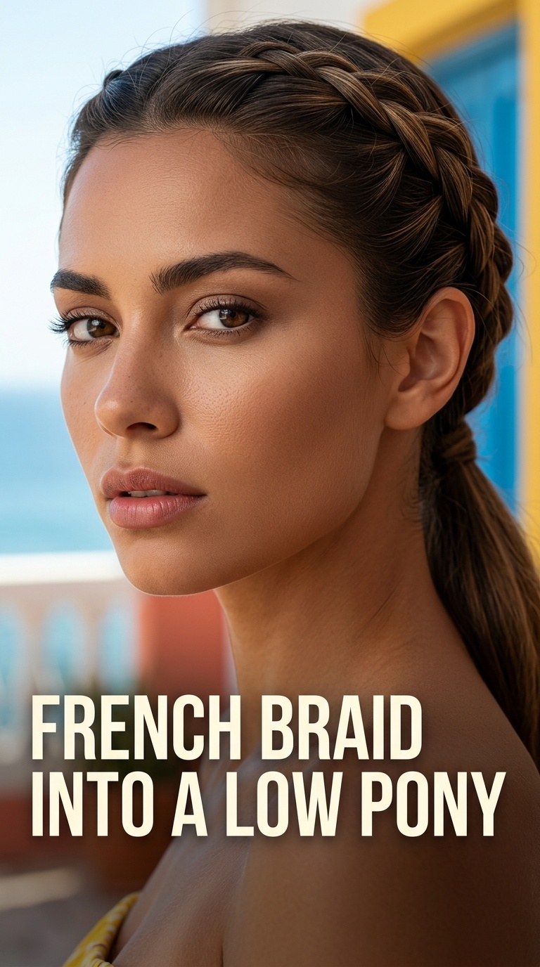 French Braid into a Low Pony