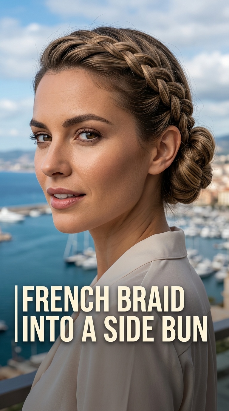 French Braid into a Side Bun