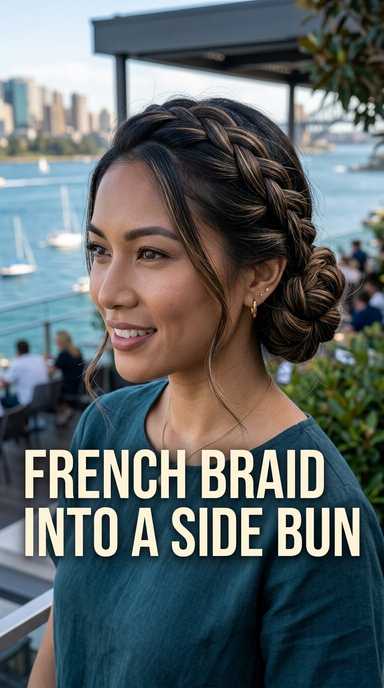 French Braid into a Side Bun