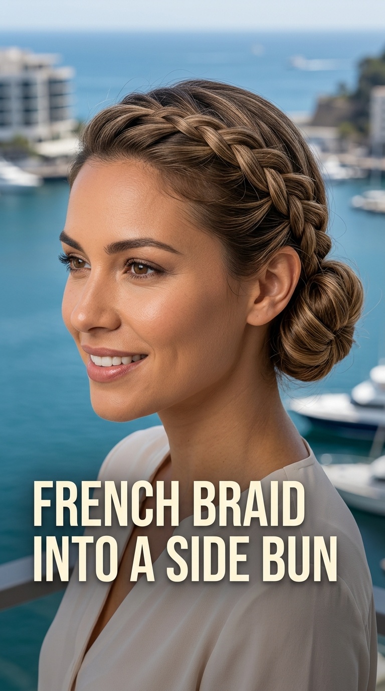 French Braid into a Side Bun